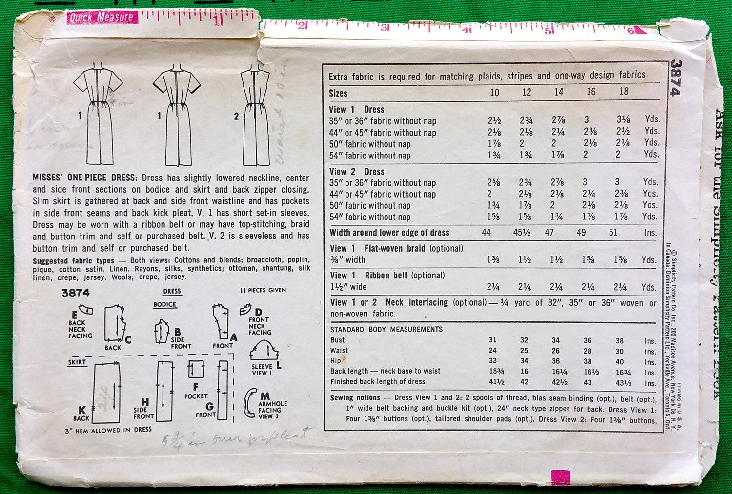 Simplicity 3874 - 34" bust