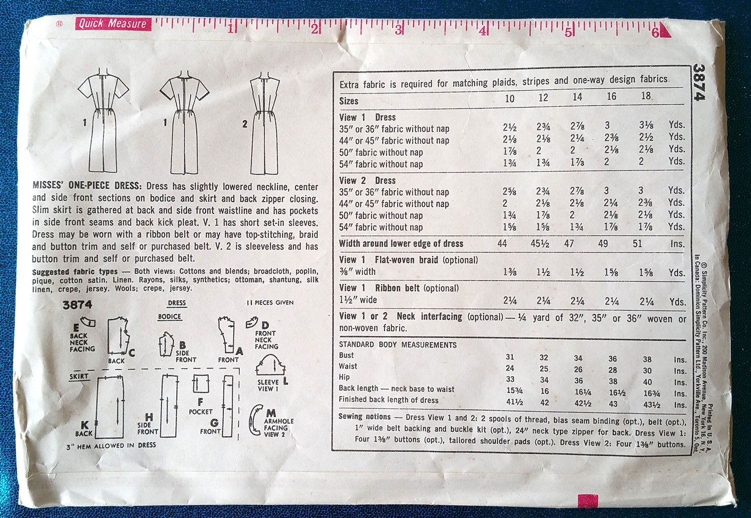 Simplicity 3874 - 32" bust